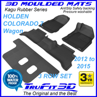 Holden Colorado 7 Wagon 2012-2015 Black 3-Row Rubber KAGU Floor Mats