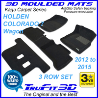 Holden Colorado 7 Wagon 2012-2015 Black 3-Row Carpet KAGU Floor Mats