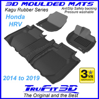 Honda HR-V 10/2014 - 2021 Black Front and Rear Rubber KAGU Floor Mats