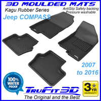 Jeep Compass 2007-2016 Black Front and Rear Rubber KAGU Floor Mats
