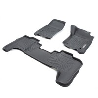 Toyota Land Cruiser 76 Wagon 2007-ON Front and Rear Black Rubber 3DMAXTRAC Floor Mats