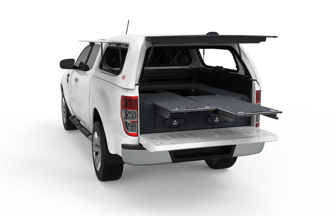 DUAL ROLLER FLOOR DRAWERS TO SUIT FORD RANGER PX MK1 SUPER CAB/EXTRA CAB 10/2011-06/2015