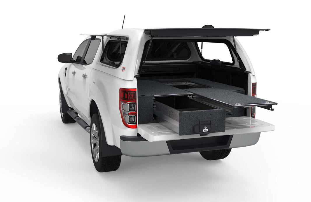 SINGLE ROLLER FLOOR DRAWERS TO SUIT FORD RANGER PX MK1 DUAL CAB 10/2011-06/2015