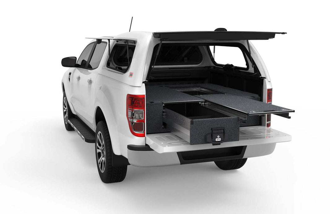 SINGLE ROLLER FLOOR DRAWERS TO SUIT FORD RANGER PX MK2 DUAL CAB 07/2015-06/2022