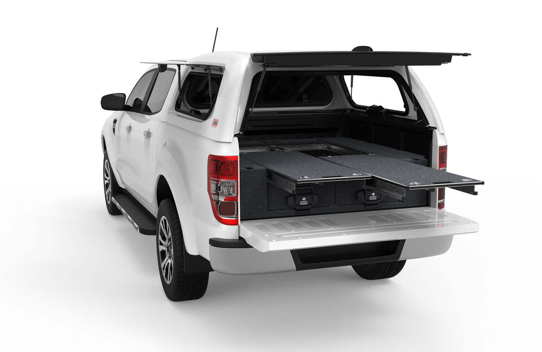 DUAL ROLLER FLOOR DRAWERS TO SUIT FORD RANGER PX MK2 DUAL CAB 07/2015-06/2022
