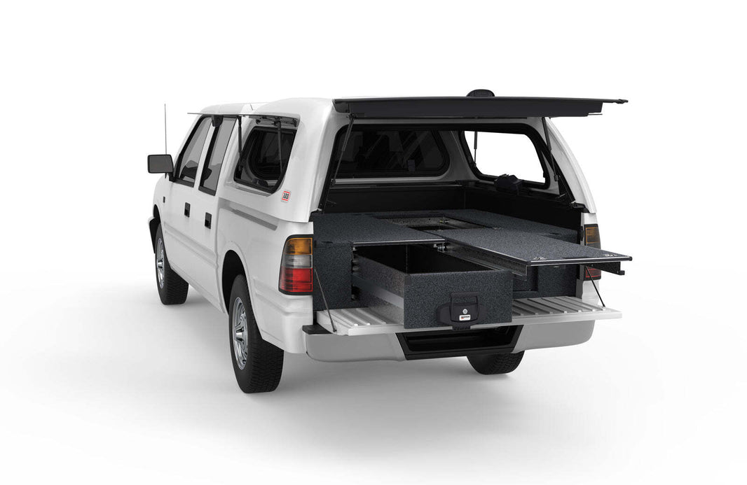 SINGLE ROLLER FLOOR DRAWERS TO SUIT HOLDEN RODEO DUAL CAB 01/1988-11/2002