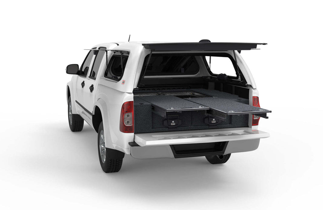 DUAL ROLLER FLOOR DRAWERS TO SUIT HOLDEN RODEO DUAL CAB 12/2002-07/2012