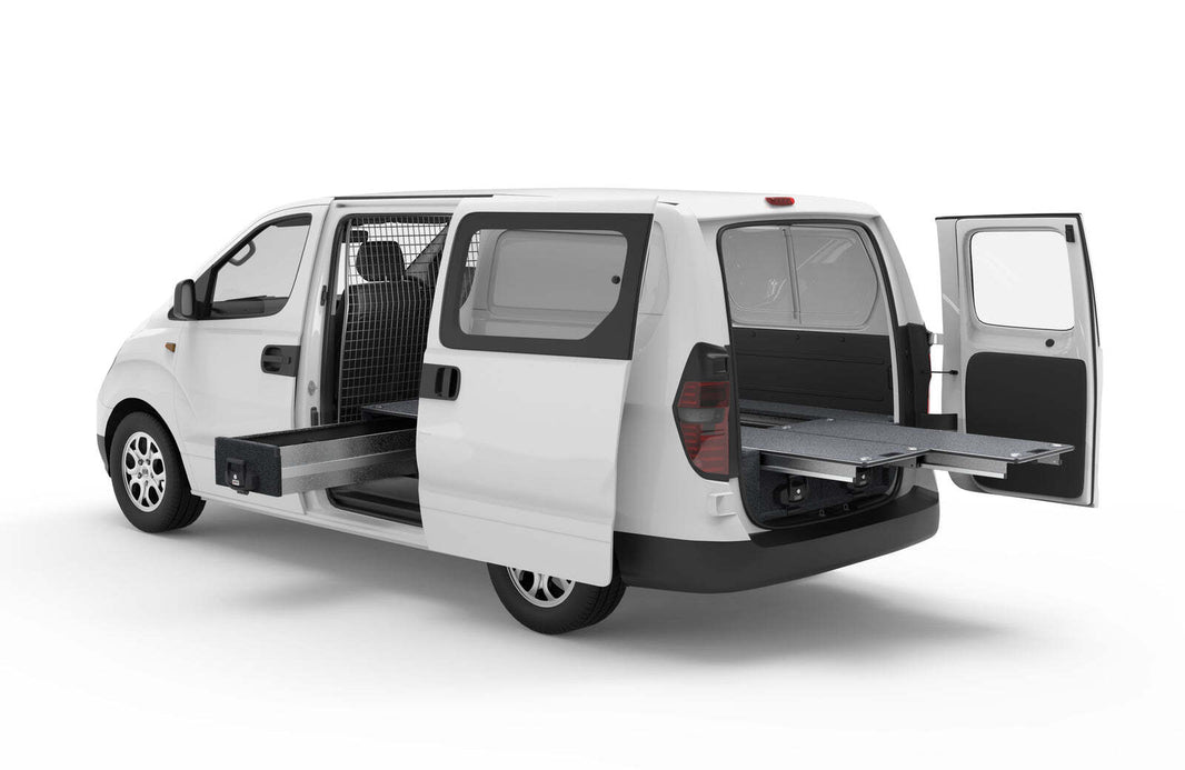 FIXED FLOOR SIDE DRAWERS & DUAL ROLLER FLOOR REAR DRAWERS TO SUIT HYUNDAI ILOAD VAN 01/2009-12/2021