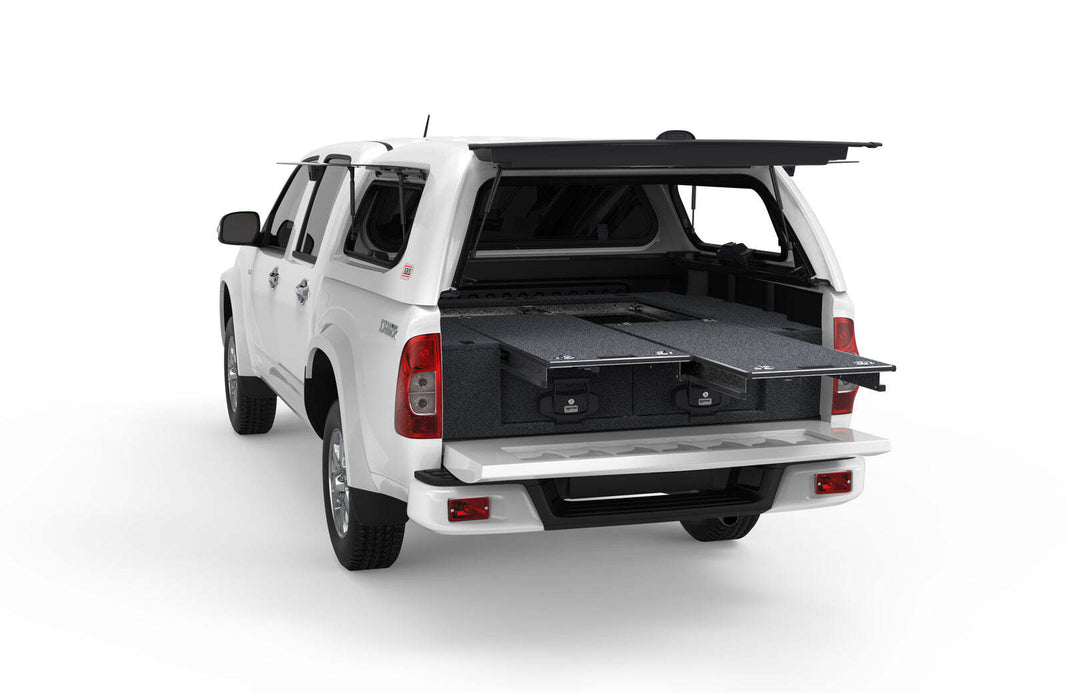 DUAL ROLLER FLOOR DRAWERS TO SUIT ISUZU D-MAX DUAL CAB 12/2002-07/2012