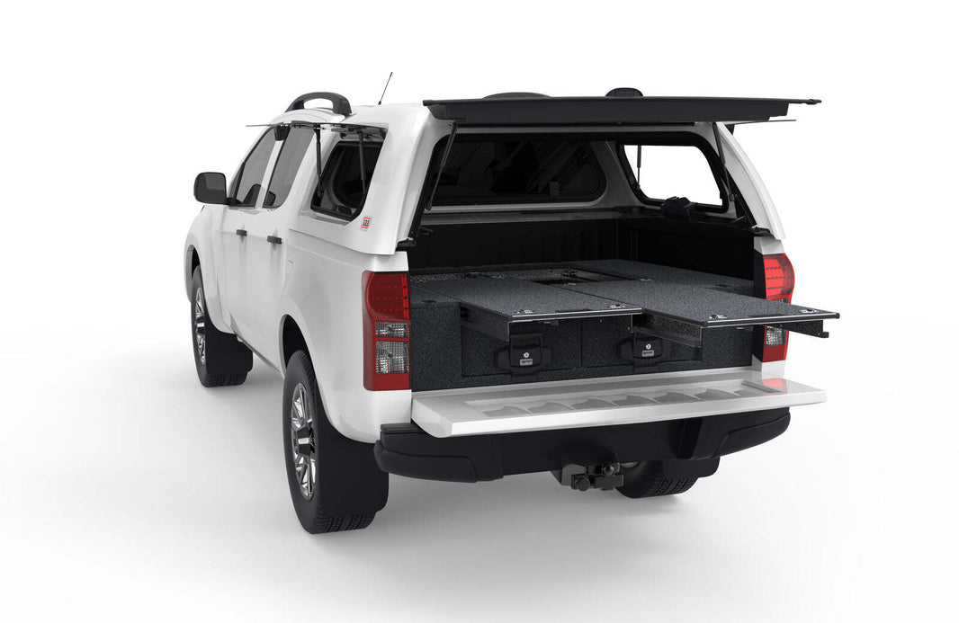 DUAL ROLLER FLOOR DRAWERS TO SUIT ISUZU D-MAX TF DUAL CAB 09/2012-08/2020