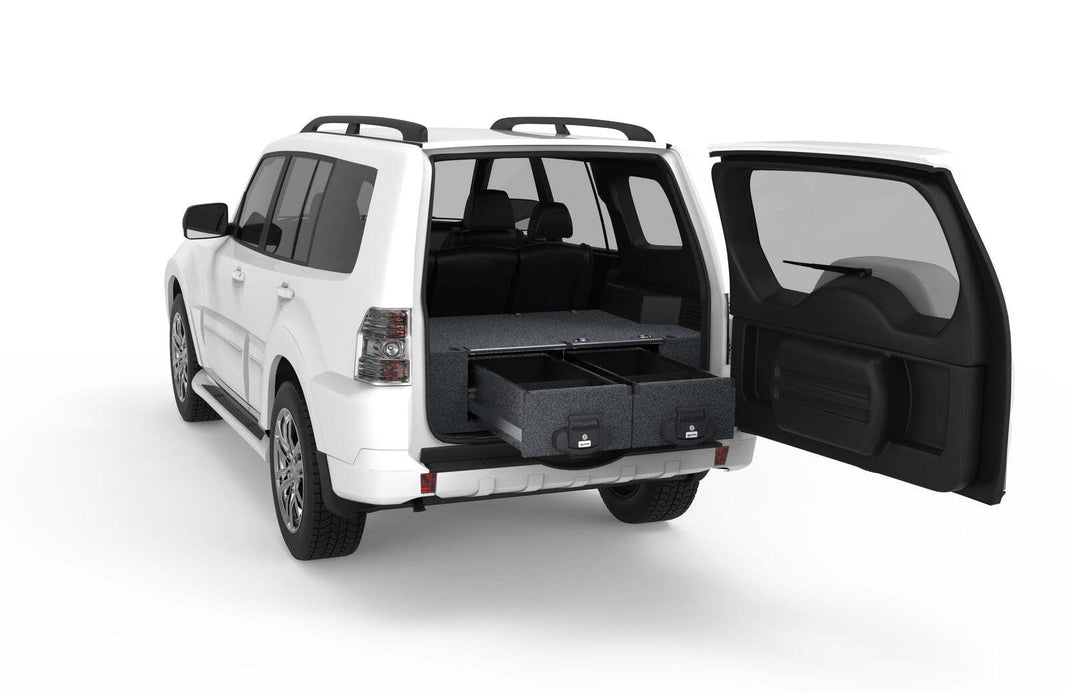 FIXED FLOOR DRAWERS TO SUIT MITSUBISHI PAJERO PLATINUM WITH SUB WOOFER 01/2010-12/2021