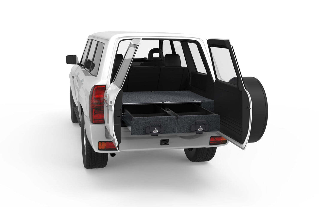 FIXED FLOOR DRAWERS TO SUIT NISSAN PATROL GU WAGON WITHOUT REAR AIR CON 11/1997-12/2016