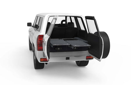 DUAL ROLLER FLOOR DRAWERS TO SUIT NISSAN PATROL GU WAGON WITHOUT REAR AIR CON 11/1997-12/2016