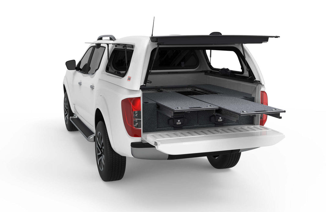 DUAL ROLLER FLOOR DRAWERS TO SUIT NISSAN NAVARA NP300 DUAL CAB 01/2015-CURRENT