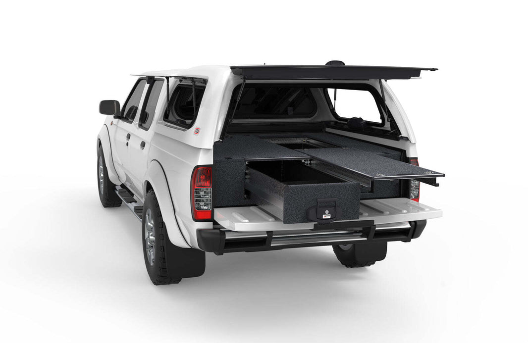 SINGLE ROLLER FLOOR DRAWERS TO SUIT NISSAN NAVARA D22 DUAL CAB 04/1997-03/2015