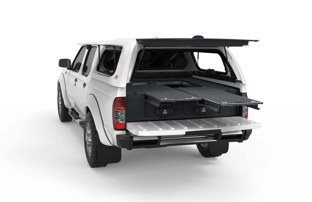 DUAL ROLLER FLOOR DRAWERS TO SUIT NISSAN NAVARA D22 DUAL CAB 04/1997-03/2015