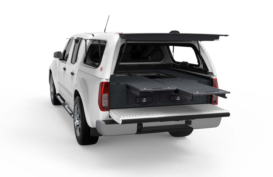 DUAL ROLLER FLOOR DRAWERS TO SUIT NISSAN NAVARA D40 RX DUAL CAB 11/2005-03/2015