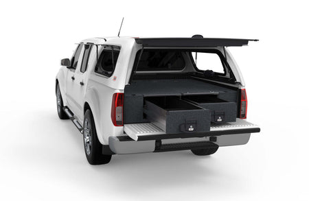 FIXED FLOOR DRAWERS TO SUIT NISSAN NAVARA D40 STX DUAL CAB 11/2005-03/2015