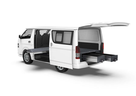 DUAL ROLLER FLOOR SIDE DRAWERS & FIXED FLOOR REAR DRAWERS TO SUIT TOYOTA HIACE VAN 01/2005-04/2019
