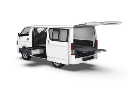 FIXED FLOOR SIDE DRAWERS & DUAL ROLLER FLOOR REAR DRAWERS TO SUIT TOYOTA HIACE VAN 01/2005-04/2019
