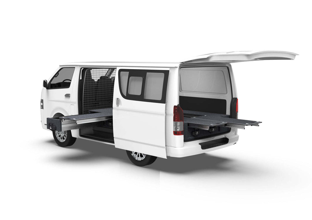 SINGLE ROLLER FLOOR SIDE DRAWERS & DUAL ROLLER FLOOR REAR DRAWERS TO SUIT TOYOTA HIACE VAN 01/2005-04/2019
