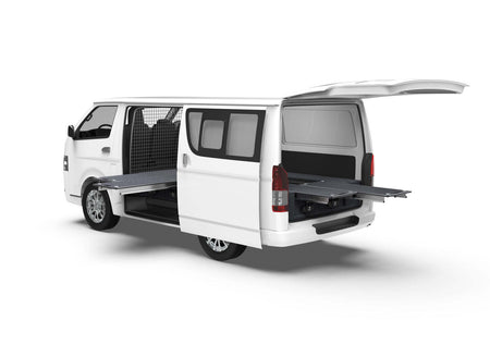 DUAL ROLLER FLOOR SIDE DRAWERS & DUAL ROLLER FLOOR REAR DRAWERS TO SUIT TOYOTA HIACE VAN 01/2005-04/2019