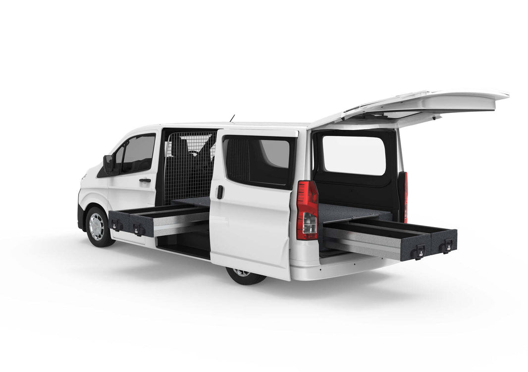 FIXED FLOOR SIDE DRAWERS & FIXED FLOOR REAR DRAWERS TO SUIT TOYOTA HIACE VAN 05/2019-CURRENT