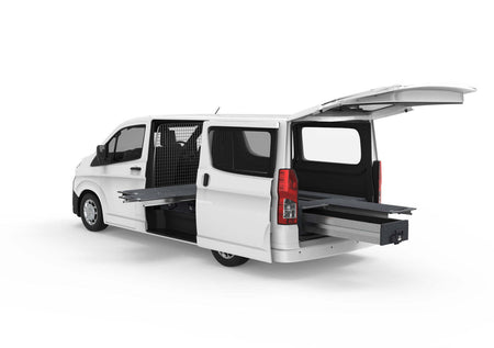 DUAL ROLLER FLOOR SIDE DRAWERS & SINGLE ROLLER FLOOR REAR DRAWERS TO SUIT TOYOTA HIACE VAN 05/2019-CURRENT