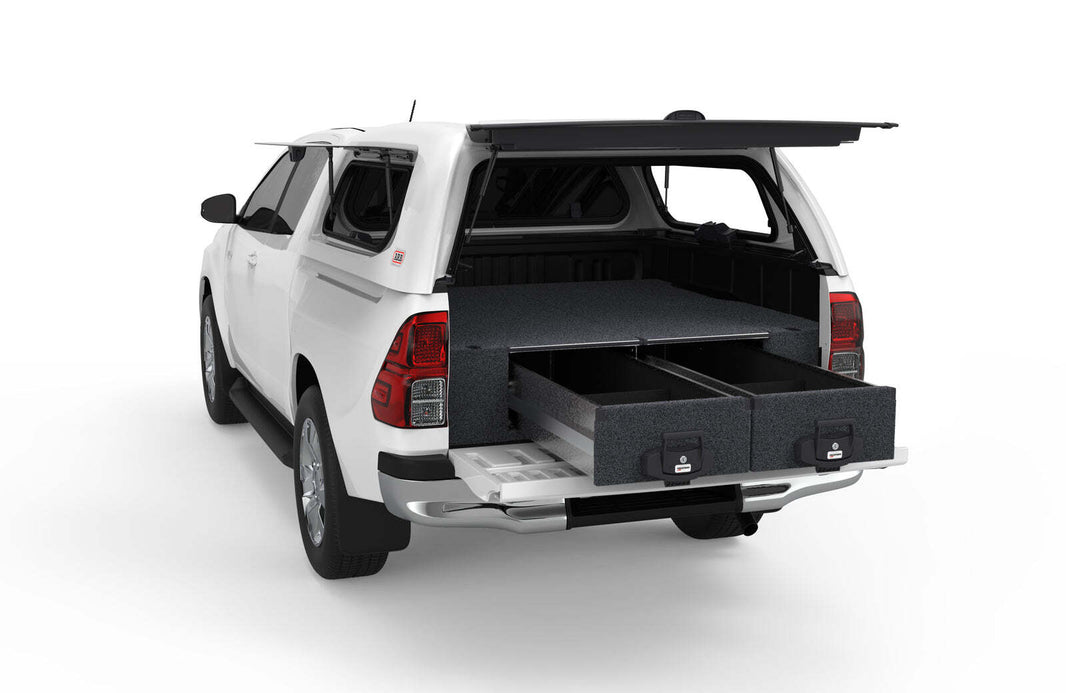 FIXED FLOOR DRAWERS TO SUIT TOYOTA HILUX SR5 A DECK EXTRA CAB 03/2005-09/2015