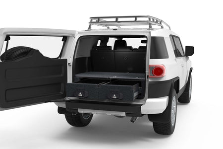 FIXED FLOOR DRAWERS TO SUIT TOYOTA LANDCRUISER FJ NON CRAWL CONTROL WITHOUT SUB WOOFER 01/2007-12/2012