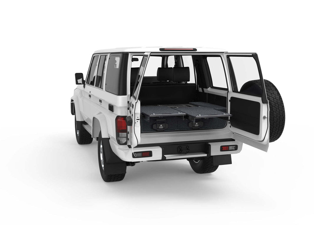 DUAL ROLLER FLOOR DRAWERS TO SUIT TOYOTA LANDCRUISER 70 SERIES 76 WAGON 04/2021-08/2022
