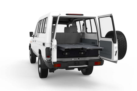 DUAL ROLLER FLOOR DRAWERS TO SUIT TOYOTA LANDCRUISER 70 SERIES LC78 V8 GXL TROOP CARRIER 01/2007-08/2022