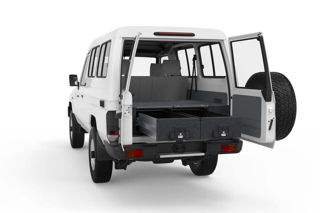 FIXED FLOOR DRAWERS TO SUIT TOYOTA LANDCRUISER 70 SERIES LC78 V8 GXL TROOP CARRIER 09/2022-CURRENT