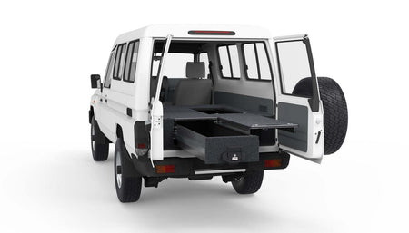 SINGLE ROLLER FLOOR DRAWERS TO SUIT TOYOTA LANDCRUISER 70 SERIES LC78 V8 WORKMATE TROOP CARRIER 01/2007-08/2022