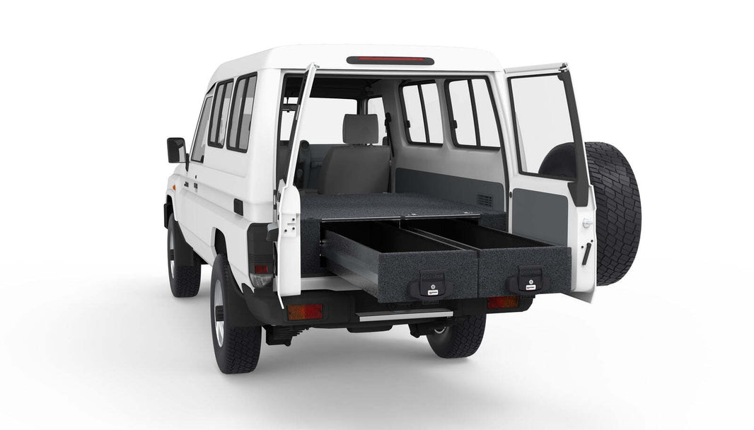 FIXED FLOOR DRAWERS TO SUIT TOYOTA LANDCRUISER 70 SERIES LC78 V8 WORKMATE TROOP CARRIER 09/2022-CURRENT