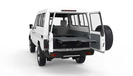 DUAL ROLLER FLOOR DRAWERS TO SUIT TOYOTA LANDCRUISER 70 SERIES LC78 V8 WORKMATE TROOP CARRIER 09/2022-CURRENT