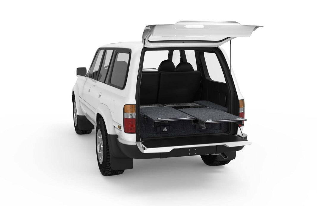 DUAL ROLLER FLOOR DRAWERS TO SUIT TOYOTA LANDCRUISER 80 SERIES GXL WAGON 1990-1994