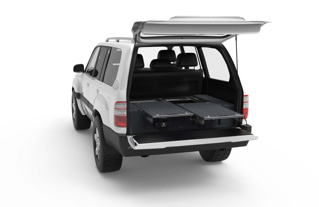 DUAL ROLLER FLOOR DRAWERS TO SUIT TOYOTA LANDCRUISER 100 SERIES GXL WAGON 04/1998-07/2002