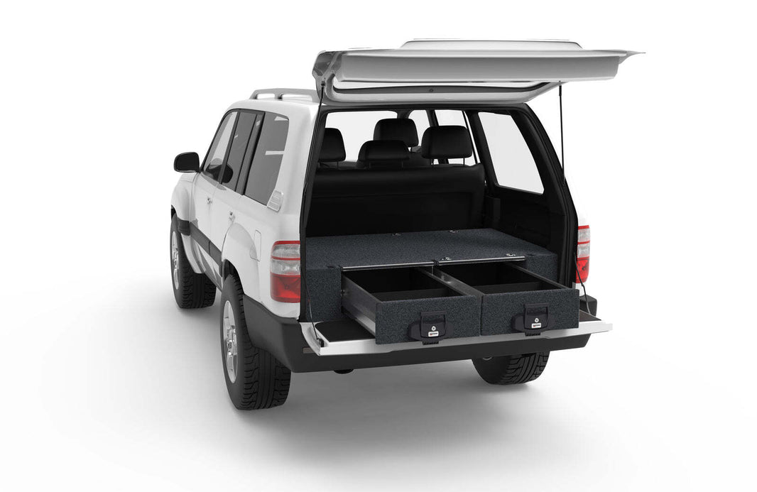FIXED FLOOR DRAWERS TO SUIT TOYOTA LANDCRUISER 100 SERIES GXL WAGON WITH REAR AIR CON 08/2002-11/2007
