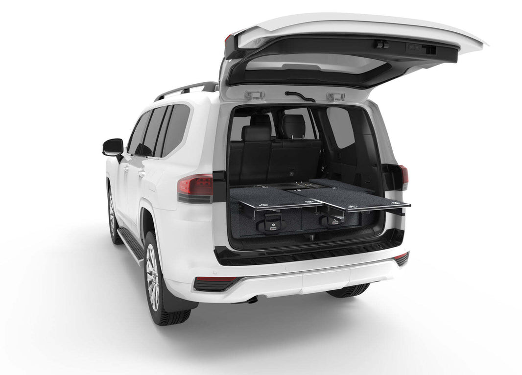 DUAL ROLLER FLOOR DRAWERS TO SUIT TOYOTA LANDCRUISER 300 SERIES 7 SEAT WAGON 07/2021-CURRENT