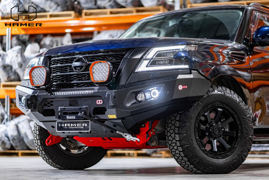 Hamer 4x4 KING SERIES (INCL. 3.5T RATED RECOVERY POINTS) BULL BAR TO SUIT NISSAN PATROL Y62 SERIES 5 2020-PRESENT