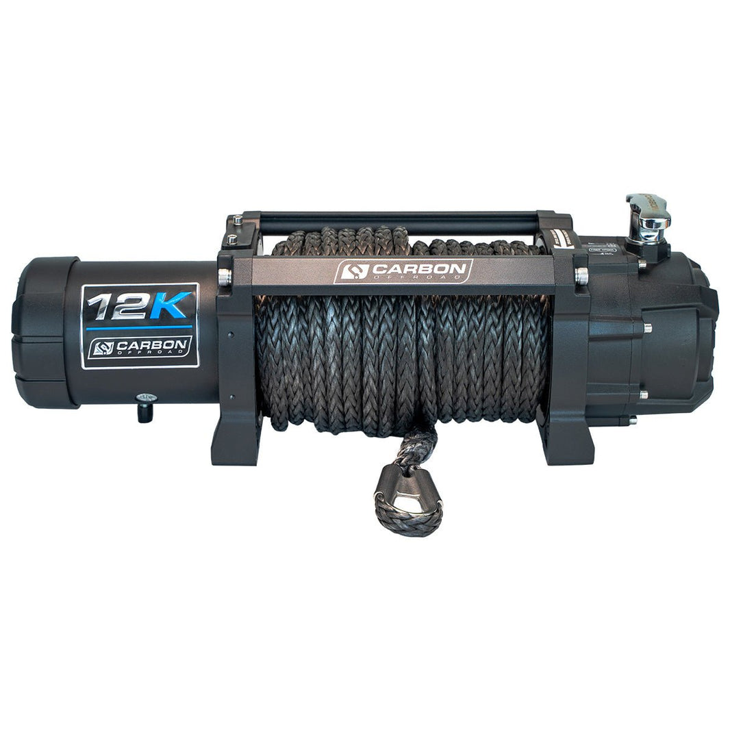 Carbon 12K - 12000lb Electric Winch With Black Rope - WINCH ONLY V3X