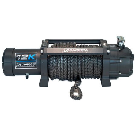 Carbon 12K - 12000lb Electric Winch With Black Rope - WINCH ONLY V3X