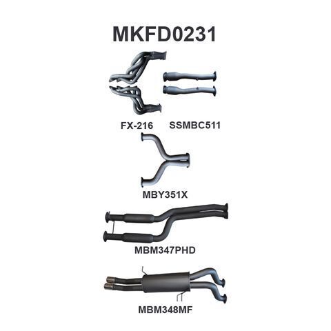FG 5.0L V8 Ute 2.5in Dual With Extractors Hotdog/Muffler