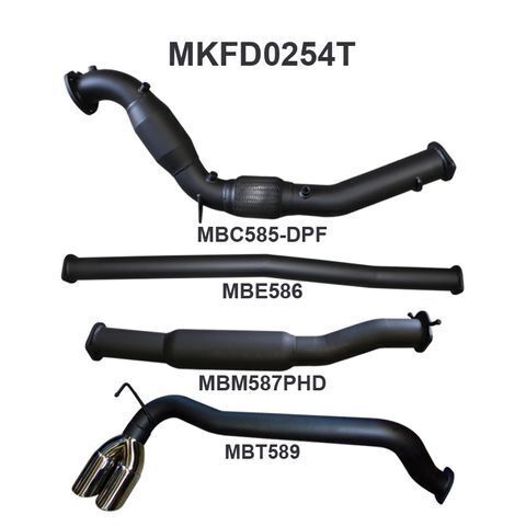 Ford PX2 Ranger 3.2L Turbo Back With Cat, Hotdog Twin Tip Side Exit