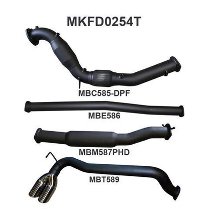 Ford PX2 Ranger 3.2L Turbo Back With Cat, Hotdog Twin Tip Side Exit
