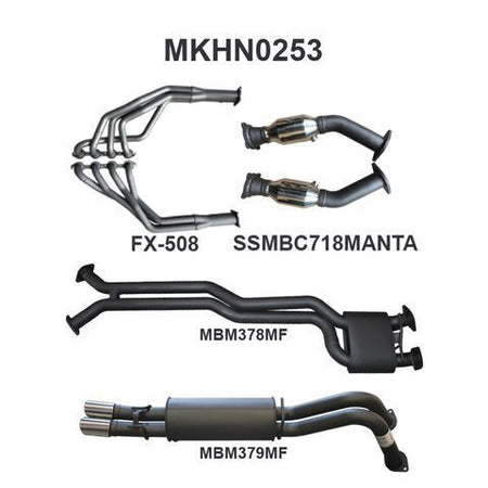 MANTA EXHAUST TO SUIT VY VZ V8 1 TON 2.5IN DUAL WITH EXTRACTORS MUFFLER/MUFFLER