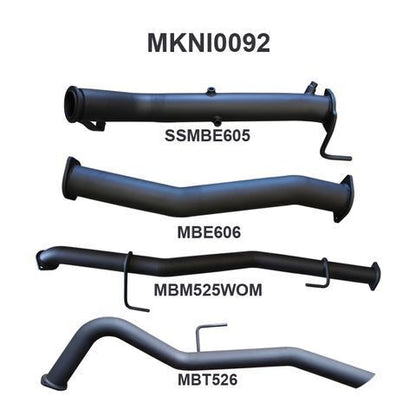 NP300 Navara 3in Turbo Back Exhaust System Without Cat, WOM