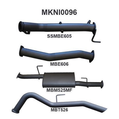 NP300 Navara 3in Turbo Back Exhaust System Without Cat, Muffler