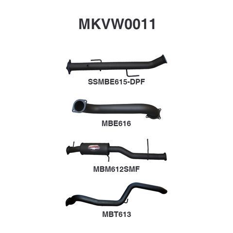 V6 Amarok 3in DUMP PIPE BACK With Small Muffler Extended Tailpipe